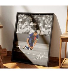 kylian mbapp signature poster, france home decor, football