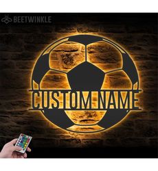 custom soccer ball metal wall art led light