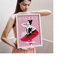 pink ballet fashion poster, magazine cover, ballet dance wall art, ballet print, 24x36 ballet lovers art, nyc ballet wal