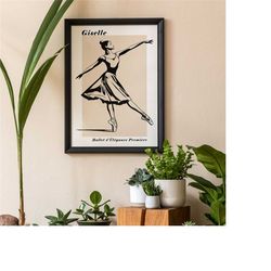 elegant giselle ballet poster, giclee reproduction, dance art, ballet decor, dancer gift, ballet wall art, wildfeverstud