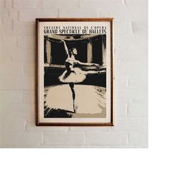 beige ballet print, vintage ballet poster, classic dance, balletic design, chic dance decor, ballet wall art, feminine d