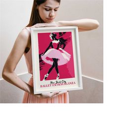 nyc ballet poster, new york city dance, ballet art print, magenta wall art, metropolitan ballet, nyc art print, dance in
