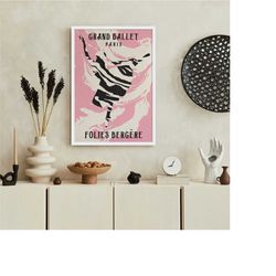 pink grand ballet poster, folies bergere vintage giclee reproduction, paris ballet wall art, nursery wall decor, ballet