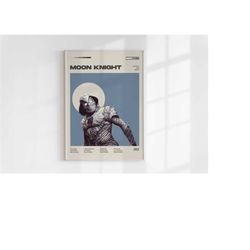 moon knight poster, doug moench, retro tv series print, modern vintage, mid century modern, tv series poster, minimalist