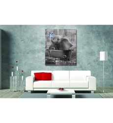 cute elephant bathroom ready to hang canvas wall