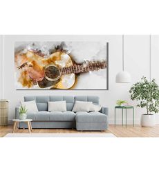 guitar watercolour music ready to hang canvas wall