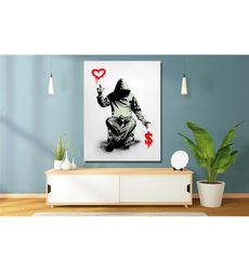 love or money banksy canvas wall art -poster