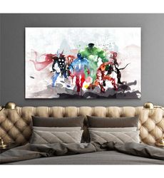 avengers watercolor canvas wall art,avengers poster,extra large wall
