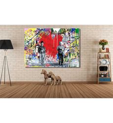 banksy canvas wall art,love heart canvas,banksy art,love wall