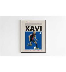 xavi poster, barcelona poster minimalist, xavi print art,