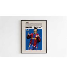 ronaldinho poster, barcelona poster minimalist, ronaldinho print art,