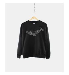 geometric whale sweatshirt - geometric humpback whale sea