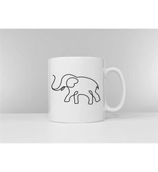 elephant mug - minimal elephant print coffee mug
