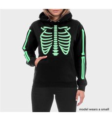 womens skeleton hoodie - white or glow in