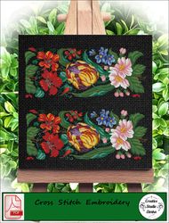 cross stitch pattern panel flowers