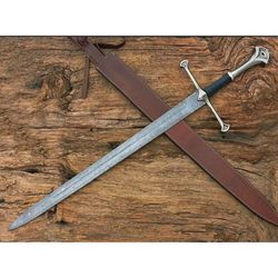 hand forged damascus steel viking sword, best quality, battle ready sword, gift for him, wedding gift for husband