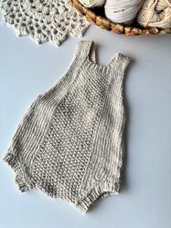 linen romper for newborn. newborn photo props. knitted props.