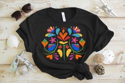 colorful flower t-shirt for women, floral mexican otomi style