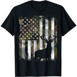 camo us flag deer elk buck camoflage hunting hunter dad gift t-shirt