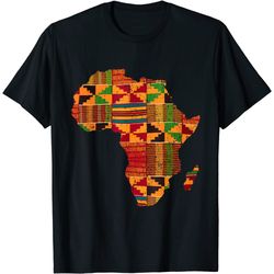 cool africa map kente cloth gift for men women african lover t-shirt