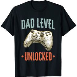 dad level unlocked funny pregnancy announcement father gamer t-shirt