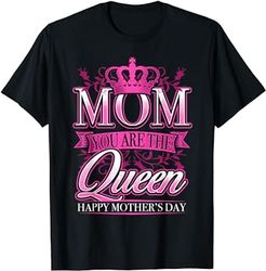 happy mothers day mom you are the queen pink graphic