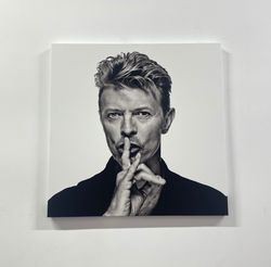 dawid bowie hush sign, trendy canvas gift, hush sign wall decor, handsome man art, modern art, man canvas