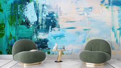 custom wall paper,blue and green painting,3d wall paper,bright wall paper,contemporary wallpaper,modern wall decor,