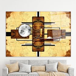 ethnic glass printing,ethnic moon landscape,glass printing,glass wall decor,tempered glass,african wall decoration,