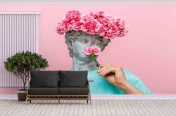 floral wall mural, wall paper peel and stick, modern wall paper, modern wall paper, 3d wall paper, antique bust wall pai