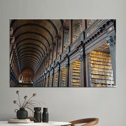 canvas, wall art, large canvas, library art, book lover gift art, ireland library canvas print, landscape wall decor, li