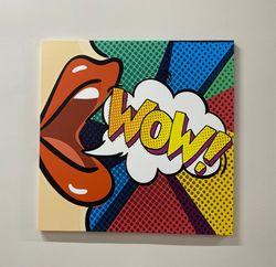 lip art wall decor, canvas, pop art, comic pop art stained glass printing, graffiti art wall decor, large wall art canva