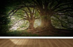 landscape wall decor, wall decals, forest wall paper, wallpaper border, stick on wallpaper art deco, tree wall art, farm