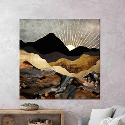 mountain landscape art, abstract wall art, night landscape art, tempered glass, framed wall art, 3d canvas art, gift for