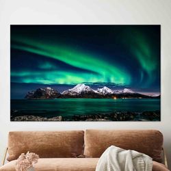 northern lights  printing, view glass art wall decor, night sky landscape 3d canvas, nature landscape glass art wall dec