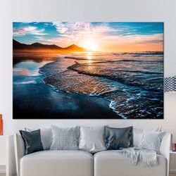 ocean landscape glass art, view tempered glass, glass wall art, sunset landscape canvas gift, bedroom decor, canvas deco