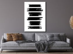 abstract brush strokes canvas,contemporary painting, monochrome art, simple canvas art, home decor, living room art, sta