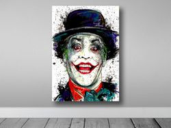 colorful joker print on canvas, celebrity canvas wall decor, joker canvas wall art, home decor, home gift, colorful canv