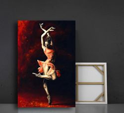 crimson elegance the ballet dancer,art for dancers, expressive painting, ballet studio decor, bold and beautiful, art co