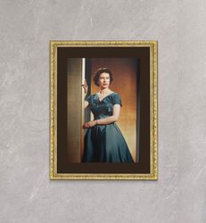 her majesty queen elizabeth ii portrait photography poster exclusive framed canvas print, royal family, princess elizabe