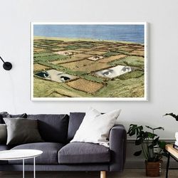 alternative landscape print, collage art, eyes, field print, landscape artwork, illustration, large wall art prints