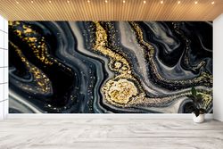 peel and stick wallpaper, housewarming gift, personalized gift, black and gold marble wall paper, luxury wallpaper, home