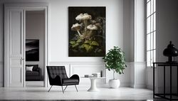 dark mushrooms art print, witchy wall art, botanical mushrooms decor, woodland mushrooms painting on canvas or paper, an