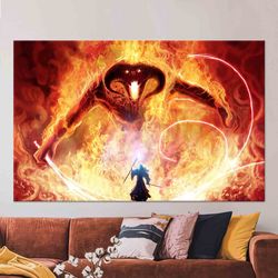 decor canvas, monster and wizard artwork, movie room wall art, famous movie canvas art, modern wall art