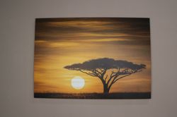 canvas wall art, large wall art, living room wall art, serengeti sunrise landscape, nature landscape art canvas,