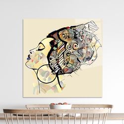 custom glass printing wall art,large glass wall art,african woman portrait,glass art gift,abstract tempered glass,