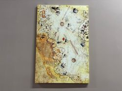 canvas, wall art canvas, wall decor, piri reis map, vintage map 3d canvas, piri reis poster, map artwork, antique map pr