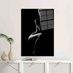 sexy naked woman, glass art, sensual photo glass printing, personalized glass art, glass printing, nude glass wall,