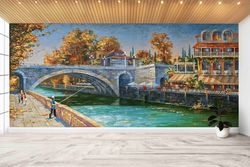 sochi river landscape,3d wall paper,paper wall artcityscape wallpaper,fisherman mural,modern wall paper,view wallpaper,
