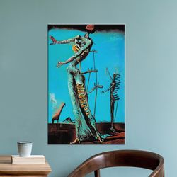 wall art, canvas art, canvas decor, the burning giraffe, salvador dali canvas print, famous wall art, dali giraffe art,-